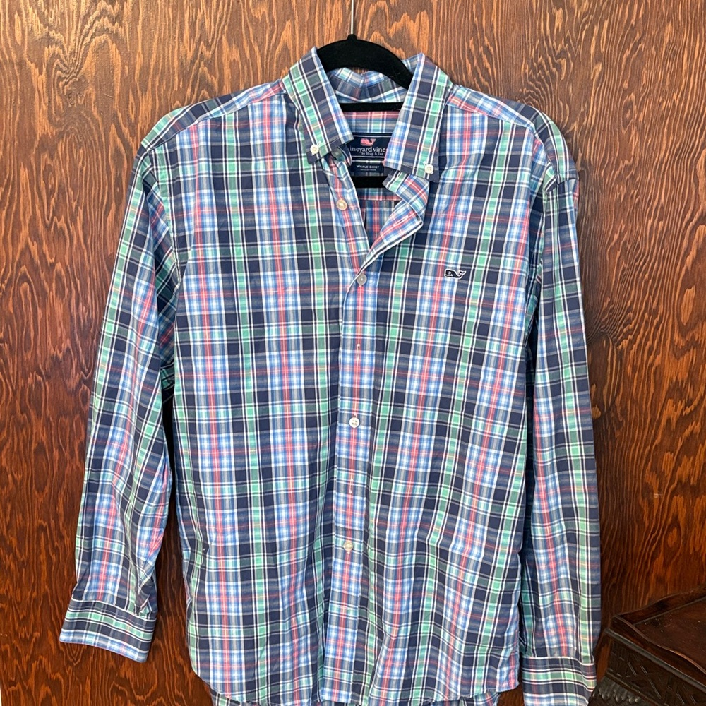 Vineyard Vines Men's Plaid Button-Down Shirt - Blue and Red